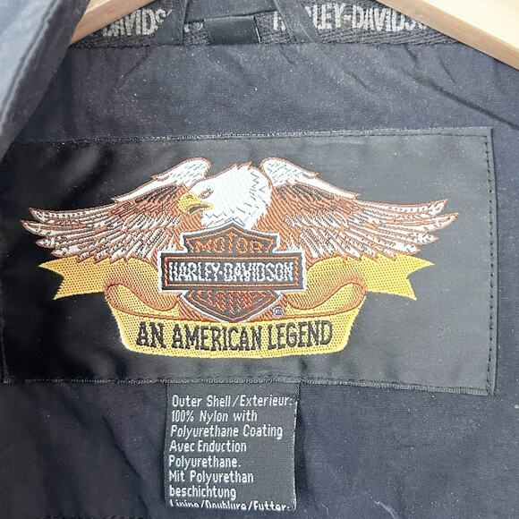 Harley Davidson Black Spell Out Jacket Sz L - Picture 3 of 11